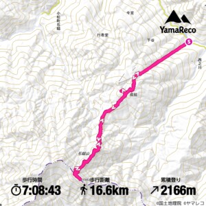 ヤマレコ GPSによるルート軌跡写真 石鎚山