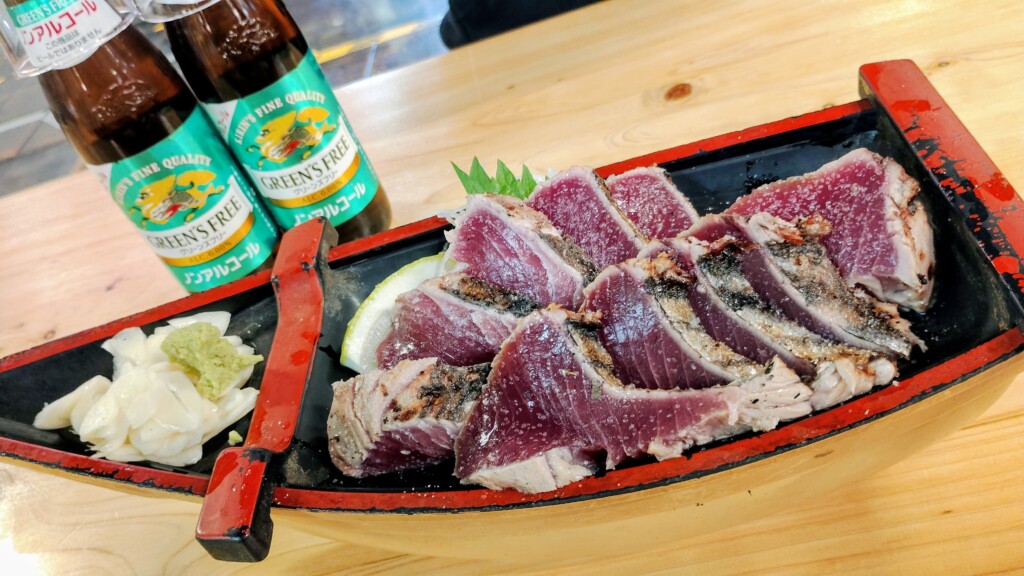 高知 カツオの舟盛り ノンアルコールビール