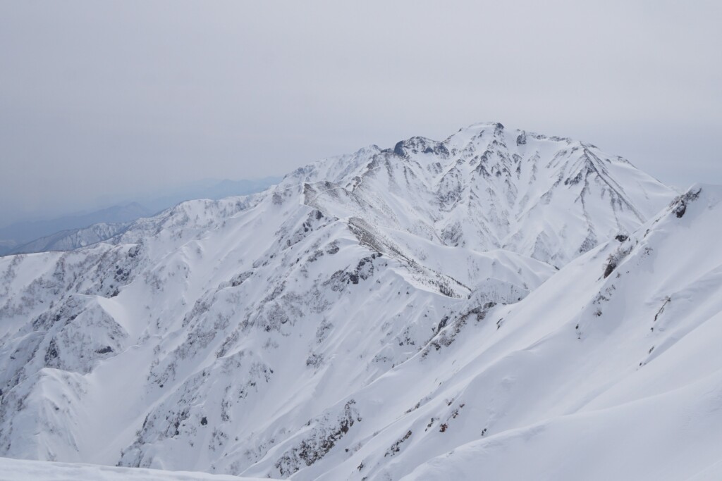 唐松岳周辺から望む残雪期の五竜岳